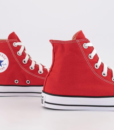 converse all star hi trainers red canvas