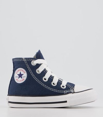 converse all star hi canvas infant trainers navy canvas
